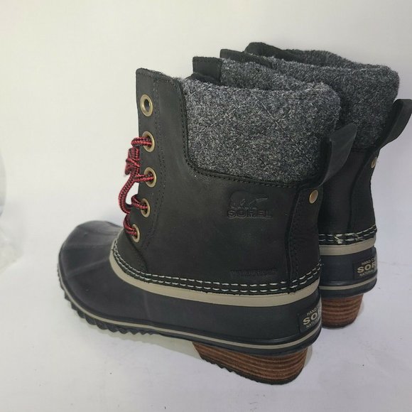 SOREL Women ankle Boots slimpack  Black gray lace up duck rubber US 6 37 new - Picture 4 of 6